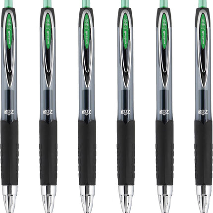 uniball 207 Retractable Gel Pen, Medium Point (0.7mm), Green Ink, 6 Pens