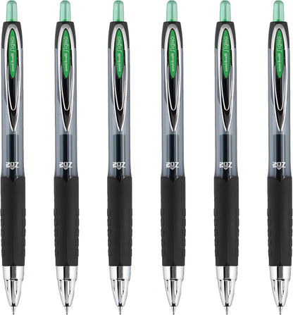Retractable Gel Pen, Medium Point (0.7mm), Green Ink, 6 Pens