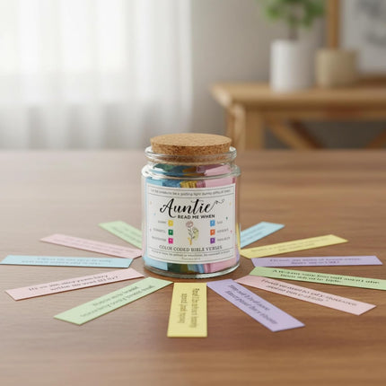 Bible Verse Jar for Aunt – 92 Scriptures of Love, Gratitude & Faith | Christian Easter Gift for Aunt from Niece or Nephew | Spiritual Encouragement Jar | Thoughtful Birthday or Easter Gift for Women
