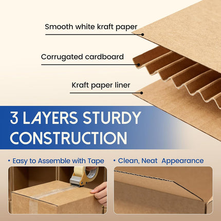Mefleet 6x6x6" Shipping Boxes 50 Pack - Small Corrugated Cardboard Square Mailing Box Packaging for Small Business - Brown Mailer Packing Supplies