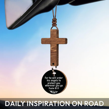 Cross for Car Mirror Hanging, Christian Gifts for Men, Women, Daily Bible Verse Car Cross Hanging Accessories, Christian Car Accessories, Jesus, Religious Gifts for Men, for Mom