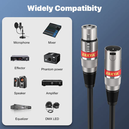 XLR Cable 20ft 4 Pack - Mic Cables Balanced DMX Cable Male to Female