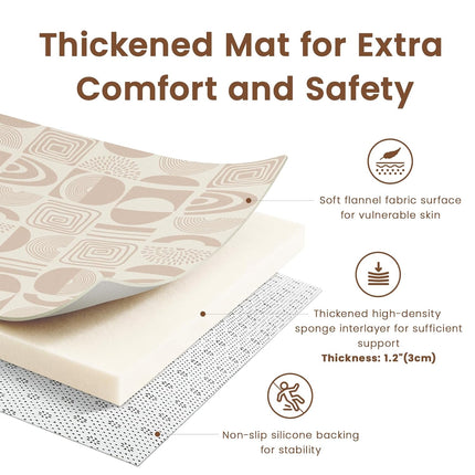 50"×50" Baby Play Mat for Floor & Playpen, 1.2" Thick High-Density Foam Nursery Mat for Tummy Time, Soft Plush Carpet with Non-Slip Bottom for Infant Toddler Baby Crawling & Playing (Khaki)
