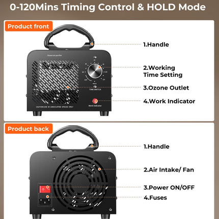 Ozone Generator 48,000mg, Ozone Machine Odor Eliminator Removal, O3 Ionizer