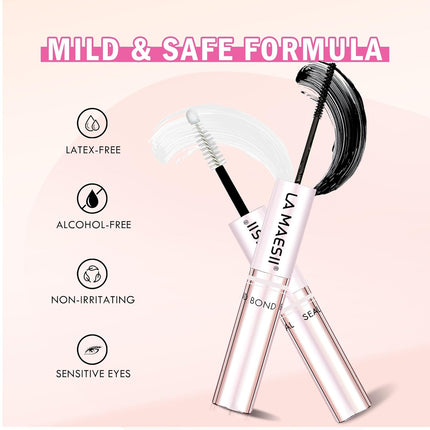 Lash Bond and Seal Waterproof, Cluster Lash Glue Bond and Seal Lash Glue, Strong Hold 72h for Eyelash Clusters, Latex Free Sensitive Eyes Available 10ML (Pack of 2)