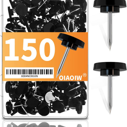 150 PCS Black Flat Push Pins for Wall Thumb Tacks for Walls Flat thumbtacks Push pin for Bulletin Board Shadow Box Display Thumbtack for Cork Board