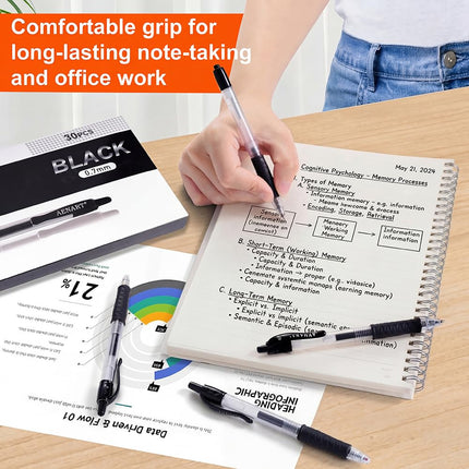 30 Gel Pens, Retractable Gel Ink Roller Pens for Smoothly Writing