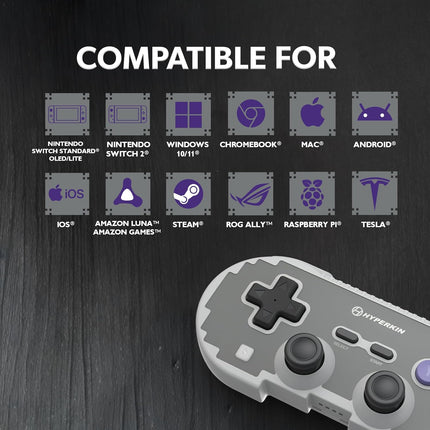 Hyperkin Retro Pixel Art Wireless Gaming Controller with Hall Effect Joystick, Bluetooth PC Controller with 15H Battery Life for Nintendo Switch, Switch 2/OLED/Lite, Steam, Windows 10/11, Android, iOS