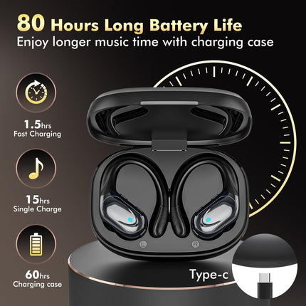 Wireless Earbuds, Sports Bluetooth Headphones, 80Hrs Playtime Ear Buds with LED Power Display, Noise - photo 2