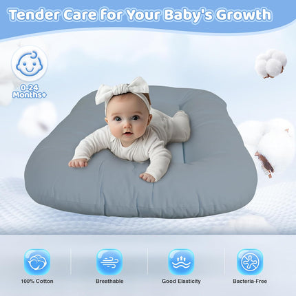 Infant Support Cushion - Baby Support Cushion for Newborn, 0-24 Months, Portable Tummy Time Mat for Home and Travel, Soft Cotton, Supervised Use, Baby Essentials Gift, Brown (Cover Included)
