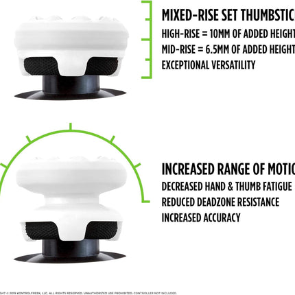 KontrolFreek FPS Freek Galaxy White for PlayStation 4 (PS4) and PlayStation 5 (PS5) | Performance Thumbsticks | 1 High-Rise, 1 Mid-Rise | White