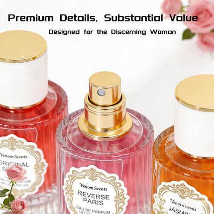 3PCS Pheromones for Women, Jasmine Lily & Peony Long-Lasting Floral Perfume Collection (30ml Each)