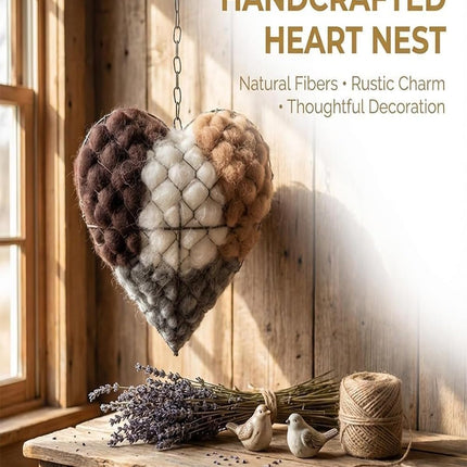 Handmade Natural Fiber Bird Nesting Heart, Eco-Friendly Soft Nesting Material, Refillable Birds Nests Material Holder, Hummingbird Nest Boxes for Outside, Nester Houses Design for Wild Birds (1)