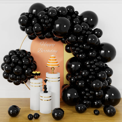 Kit de arco de globos negro mate de 134Pcs, kit de guirnalda de globos de látex
