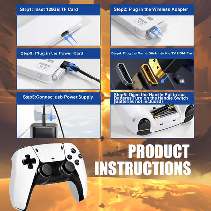 2026New Wireless Retro Game Console 23 Simulators and Over 40,000 Games Plug and Play 4K HD HDMI TV Game 2.4G Wireless Controllers(128G)