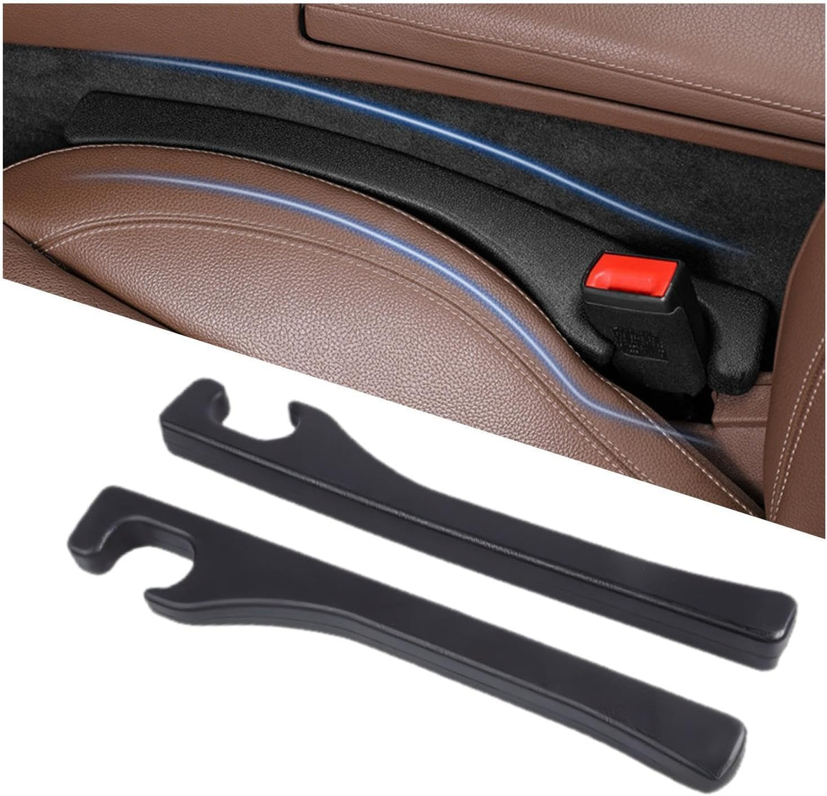 Car Seat Gap Filler 2 Pack - Universal Fit PU Leather Seat Crevice Blockers