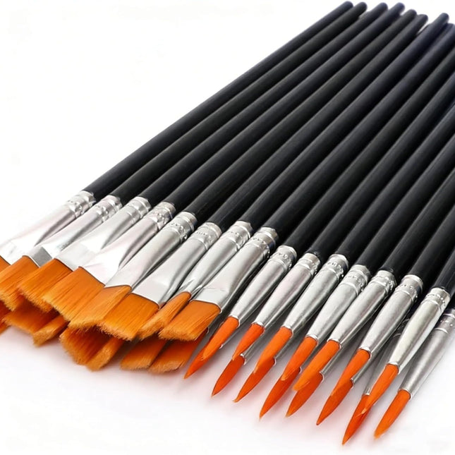 SourceToHome FuenteACasa 30 Pack Paint Brushes Set,Flat & Fine Nylon Acrylic Brushes Bulk — Home & Lifestyle