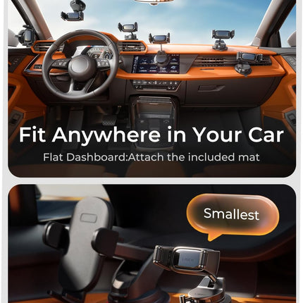 LISEN Suction Phone Mount, [Industry First] Auto-Adjusting Phone Holder Suction, Easy One Touch Suction Cup Phone Mount Cell Phone Mount Car Dash for iPhone 17 Pro Max 16 15 14 Galaxy S26 25 All Cases