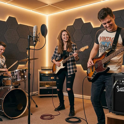20W Electric Bass Amplifier – Portable Practice Amp with Volume, Treble, Middle & Bass Control, Perfect for Beginner Home Jamming
