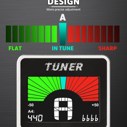 STRICH Tuner Pedal, Silver, Compact with Large Color Screen - Precision Chromatic Drop Tuning, 430-450Hz A4, True Bypass for Electric Guitar & Bass