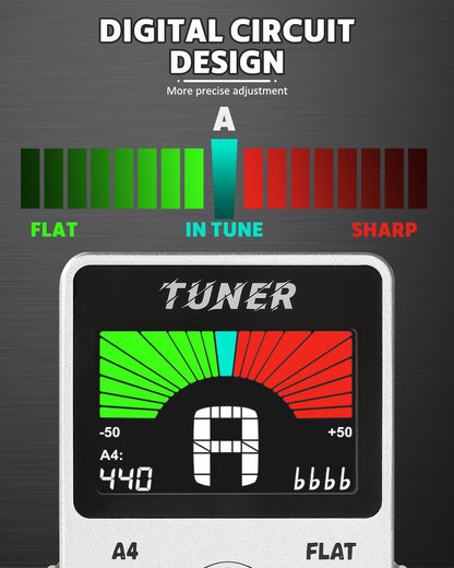 Tuner Pedal, Silver, Compact with Large Color Screen - Precision Chromatic Drop Tuning, 430-450Hz A4 - photo 4