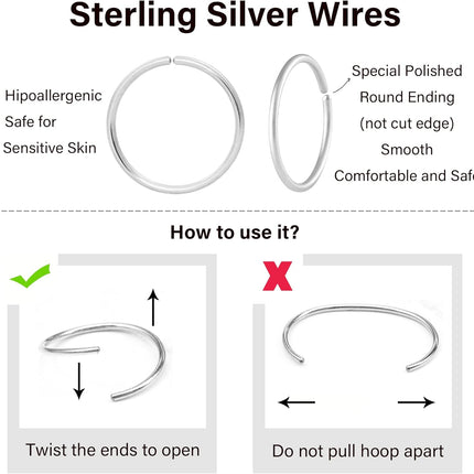 Small Thin Hoop Earrings for Women,Tiny Huggie Hoop Rings for Cartilage,Helix,Targus,Conch,Nose,22g/24g/20g,14K Gold Filled/Sterling Silver/Rose Gold,5mm/6mm/7mm/8mm/9mm/10mm