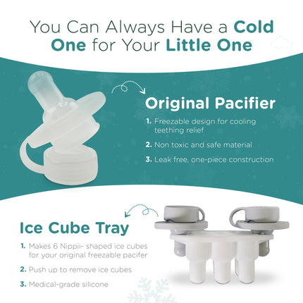 Freezable Pacifier & Ice Cube Tray, Baby Teether Toys 0-9 Months