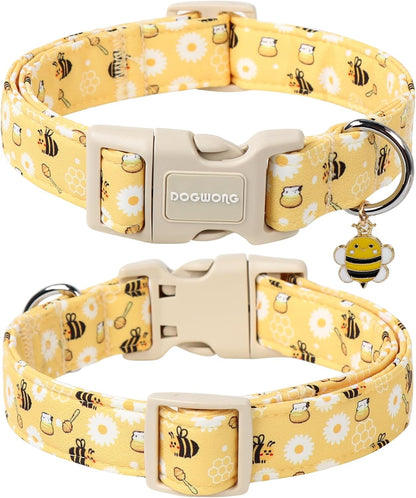 Yellow Bee Adjustable Dog Collar for Dogs, Size M - photo 2