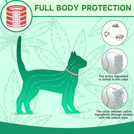 4 Pack Cat Flea Collars, Cat Flea and Tick Treatment, 32 Months Protection Flea and Tick Prevention for Cats, Waterproof Flea Collar for Cats, One Size Fits All, Red and White
