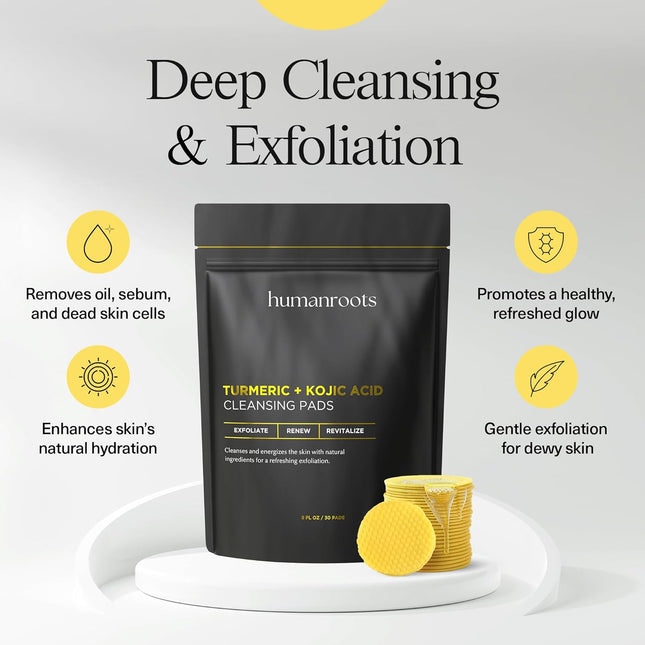 Turmeric Kojic Acid Cleansing Pads - Turmeric Face Scrub Pads with Vitamin C (30 pads), Kojic Acid and - photo 2
