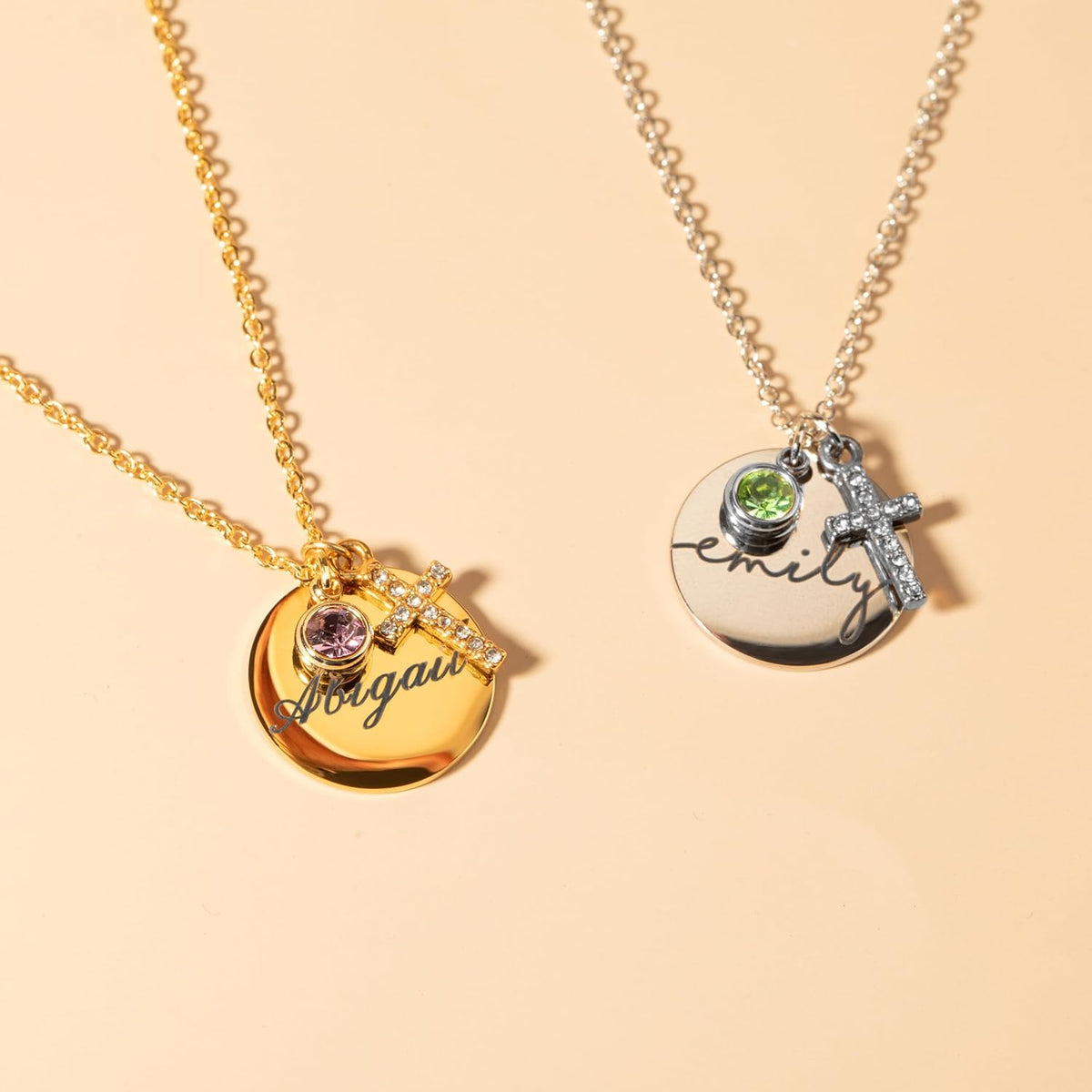 Personalized Name Birthstone Cross Necklace for Women - photo 5