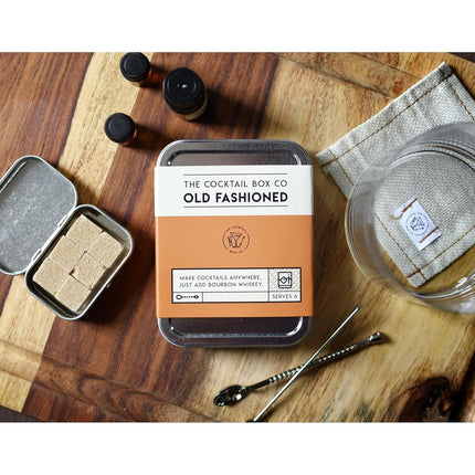 The Cocktail Box Co. Old Fashioned Cocktail Kit - Compact Plane Cocktail Kit for Travel - Includes Bitters & Old Fashioned Cubes - Standard Packaging