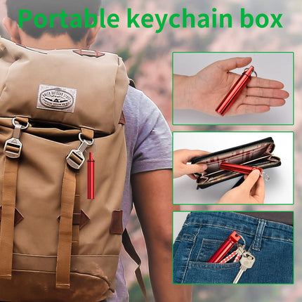 Porta Palillos Metálico Portátil Caja 3 Piezas, Estuche Impermeable de Bolsillo para Palillos con Llavero para Aire Libre Picnic y Camping Bolso de Viaje Estuche para Herramienta de Remoción de Cerumen y Hisopos de Algodón