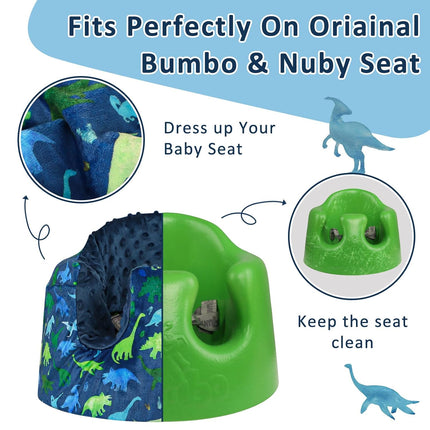 TANOFAR Baby Seat Cover Compatible with Bumbo Seat and Nuby Seat, Removable Breathable Baby Floor Seat Cover for Boys and Girls, Seat Not Included (Blue Dinosaur)