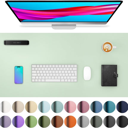 Aothia Large PU Leather Desk Pad Protector - Non-Slip Mouse Pad & Writing Mat for Office/Home, Waterproof, Easy to Clean (23.6" x 13.7", Aqua)