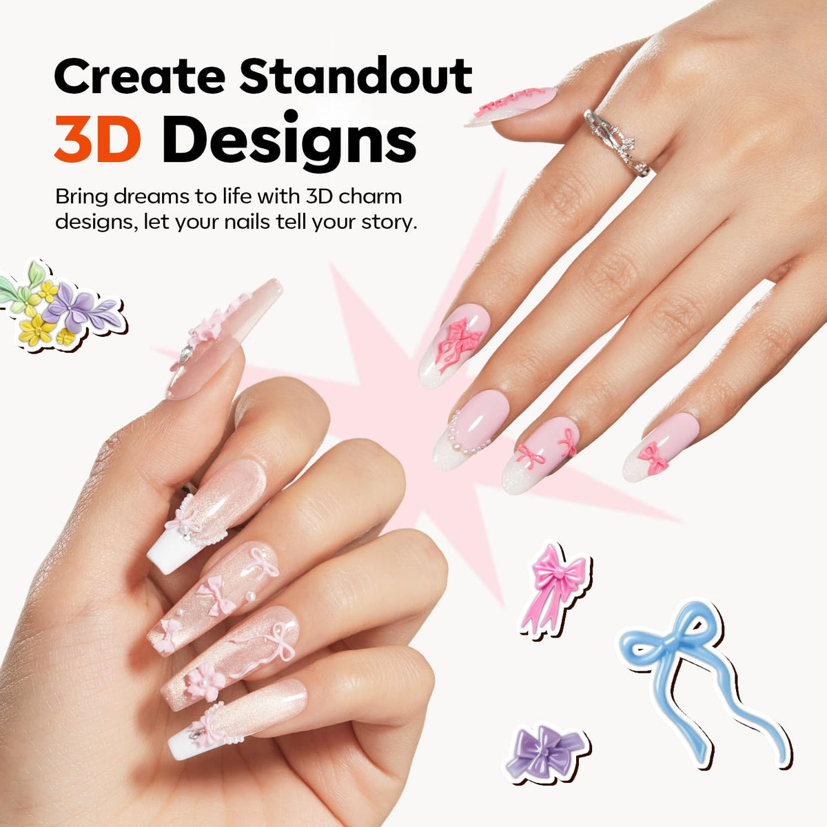 3D Silicone Nail Art Molds with Flower, Lace Bow Designs & Carving Pen - photo 4