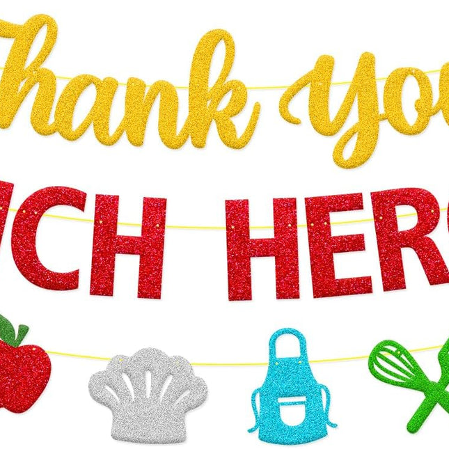 Thank You Lunch Heroes Banner, School Lunch Hero Day Decorations for Ladies