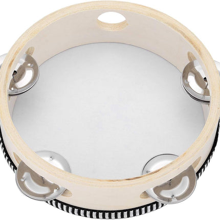 Hand Held Tambourine Drum 6 inch Bell Birch Metal Jingles Percussion Gift Musical Educational Drum Instrument for KTV Party Kids Games (6 inch)