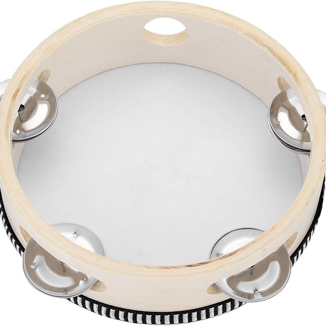 Hand Held Tambourine Drum 6 inch Bell Birch Metal Jingles Percussion Gift Musical Educational Drum - photo 2
