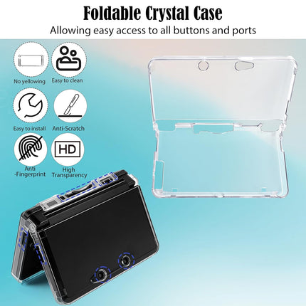 JDGPOKOO 5 in 1 Accessories Kit for Nintendo 3DS, Carrying Case for 3DS, Clear Shell Case, 2 Set Screen Protectors and Charging Cable Compatible with 3DS ONLY