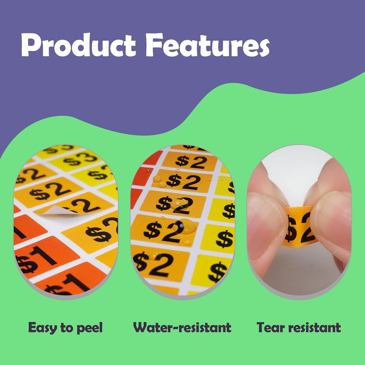 Garage Sale Price Stickers, 2250 Pcs Preprinted Rectangle Removable Labels, 1/2" x 3/4", for Yard Sale - photo 4
