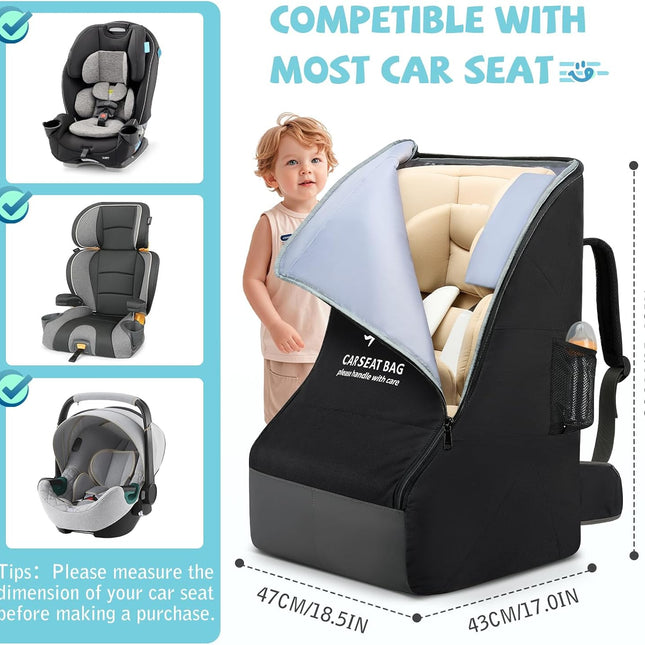 Car Seat Travel Bag for Airplane Padded Car Seat Backpack Heavy-duty Car Seat Cover for Air Travel Gate - photo 2