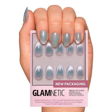 Press On Nails, Short Oval Magnetic, Fake Nails 30pc Nail Kit