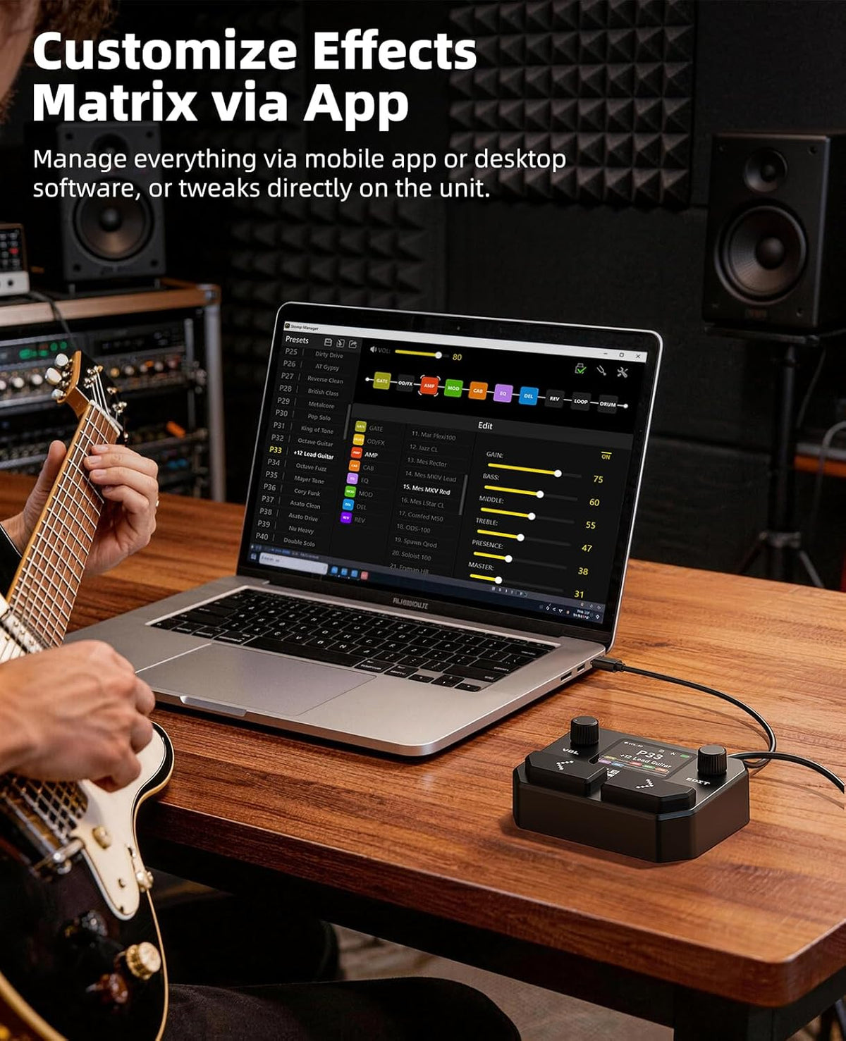Multi Effects Guitar Pedal with Amp Models, Cab Sims, Looper, Drum Rhythms, NAM/IR Support, USB Audio - photo 4