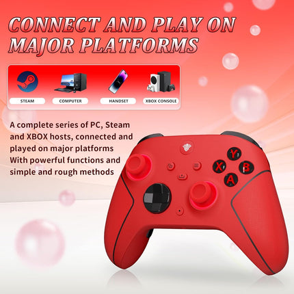 SZDILONG 2.4GHz Wireless Controller for Xbox Controller, Xbox One Series X|S Consoles, PC Windows, Steam, with 7 Colors RGB Light/1000mAh Battery/Programmable/Turbo, Dual Vibration/3.5mm Audio Jack (RED)