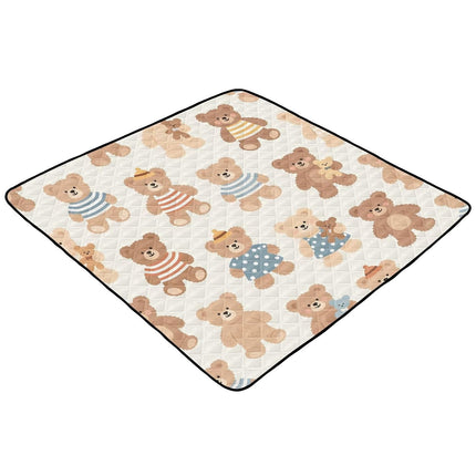 Cartoon Teddy Bears Baby Play Mat 50x50 Inch One-Piece Soft Crawling Mat Waterproof Playmat with Non-Slip Bottom for Babies, Toddlers, and Infants