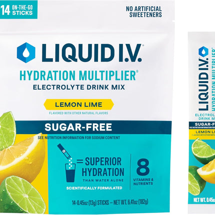 Liquid IV Sugar-Free Hydration Multiplier Lemon Lime 14 packs
