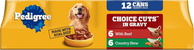 Wet Dog Food, Choice Cuts Adult Canned Dog Food, Beef & Country Stew Multipack, 13.2 oz. Cans (12 Count, Pack of 1)