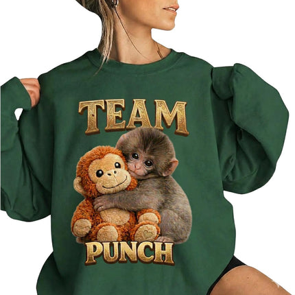 Team Punch Monkey Sweatshirt, Baby Monkey Punch Shirt, Cute Monkey Sweater, Animal Lover Gift, Toy Outfit