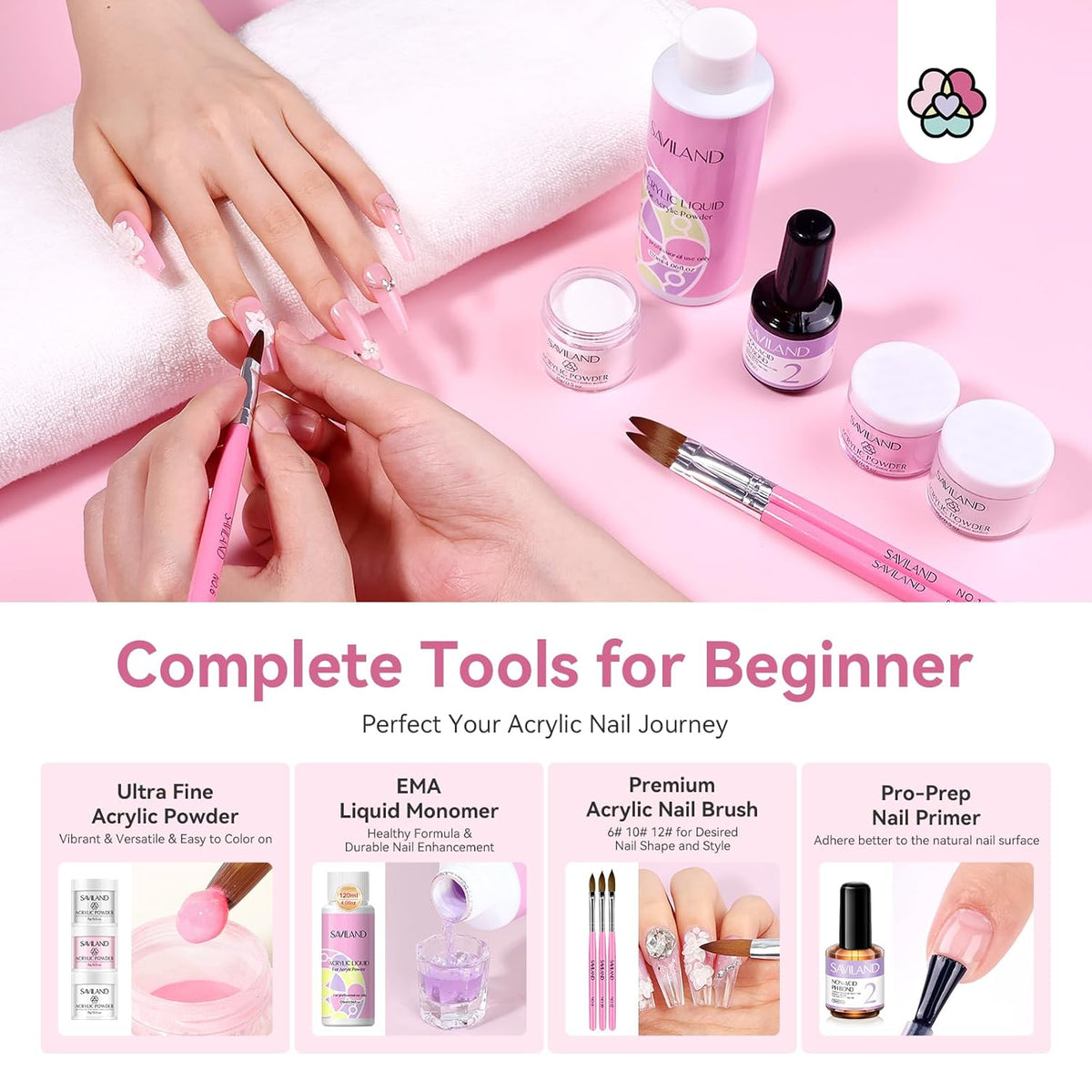Beginner Acrylic Nail Kit with 180W Lamp and Nail Drill - photo 4